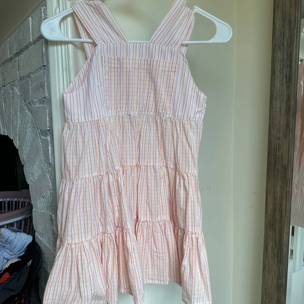 Vintage Striped Kids Dress - Pink and White